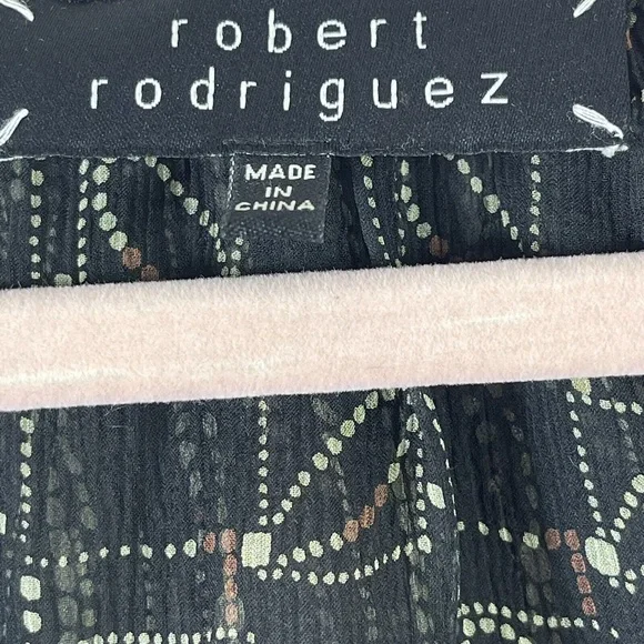 ROBERT RODRIGUEZ womens size 8 silk ruffled black semi sheer blouse - Picture 2 of 4